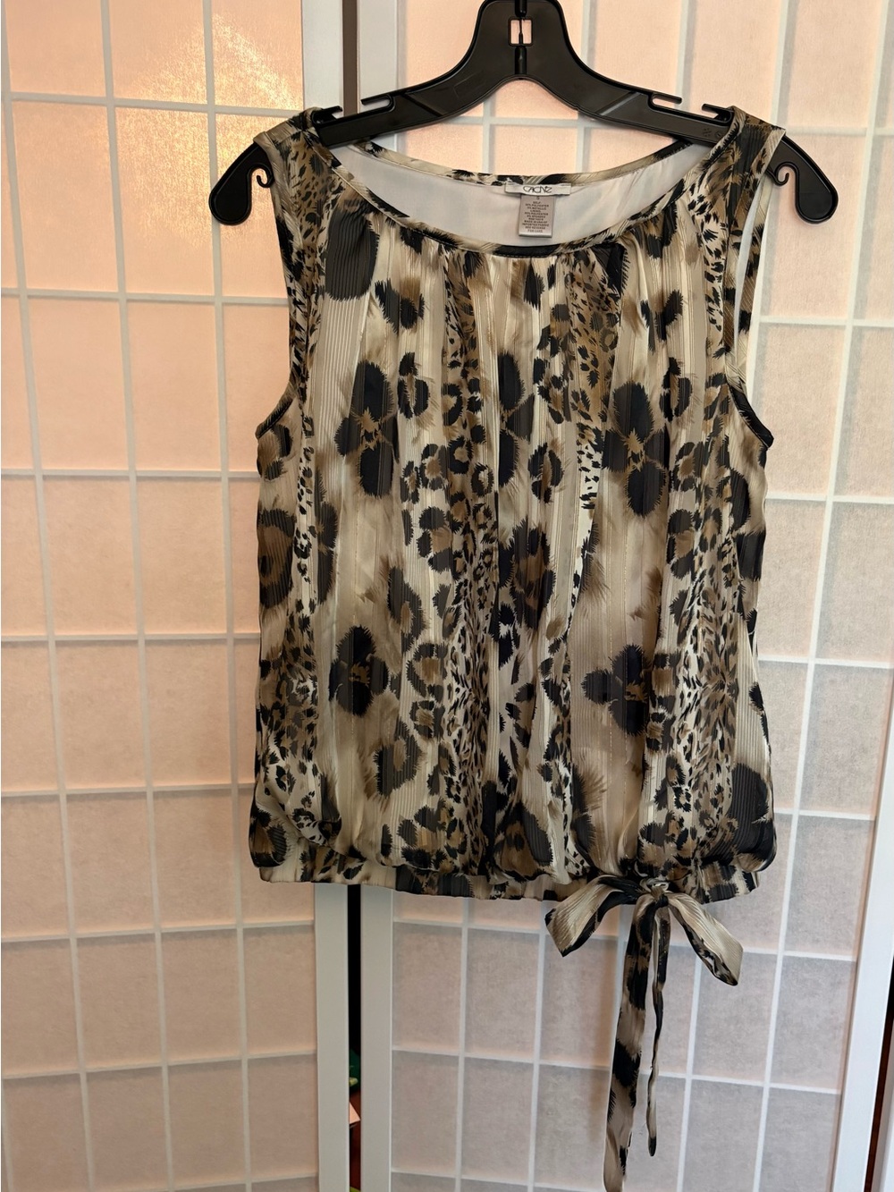 Cache Animal Print Tie-Hem Camisole - Black & Brown